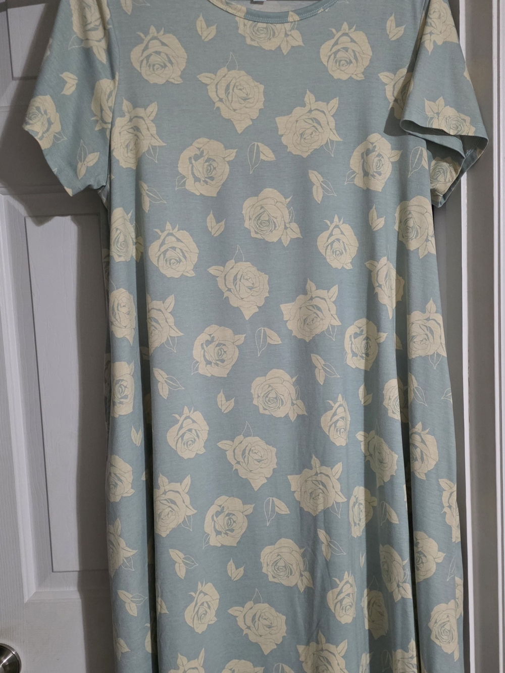 Floral Tee Dress in Sage Green and Cream